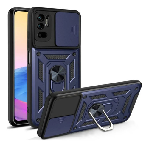 Funda Anillo Con Cubre Camara Azul Oscuro Zte Blade V70 Max