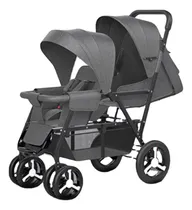 Comprar Coche Doble Para Gemelos Mellizos 2 Niños Resistente Color Negro Chasis Negro