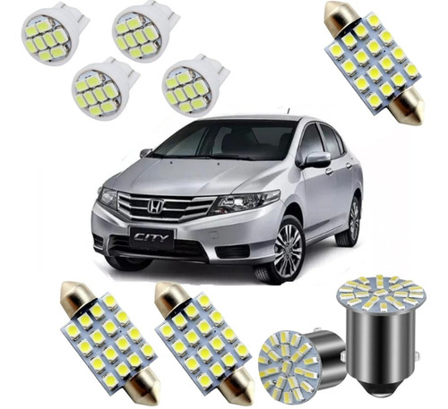 Kit Lâmpadas Led Honda Civic City Fit Teto Farolete Placa Ré