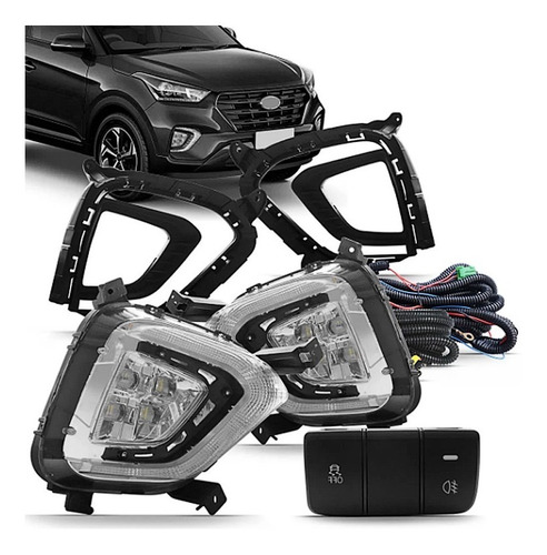 Farol Milha Auxiliar Creta 2020 2021 + Drl + Seta Full Led