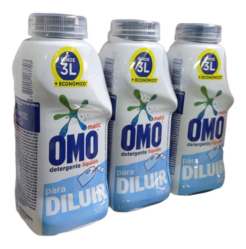 Pack X3 Omo Detergente Liquido Para Diluir 500ml Rinde 3lts