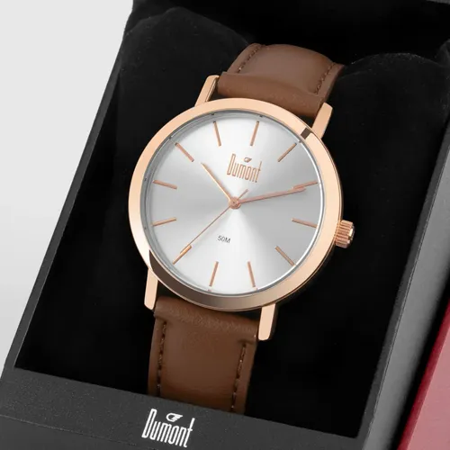 Relógio Dumont Masculino Traveller Rosé - Du2035mou/5k Marrom Rosé Prata