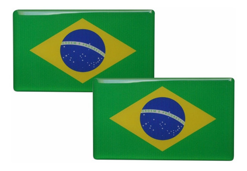 2 Adesivo Bandeira Brasil Resina Resinada Carro Moto Brazil