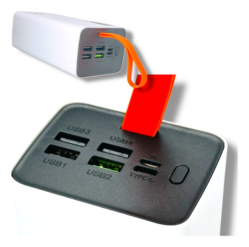 Cargador Portátil Powebank De Viaje 4 Usb 1 Tipo C 40000 Mha