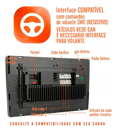 Kit Multimídia Android Outlander 2014 À 2022 9 Polegadas Tv