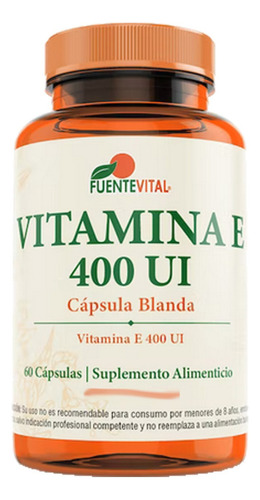 Vitamina E 400 Ui- Antioxidante Piel Cabello Sabor 1 X 60 Sabor 1 x 60 Cápsulas Soft Gel