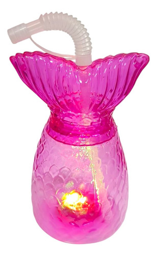 10 Vaso Cola De Sirena Con Luz Led Temática Fiesta Sirena