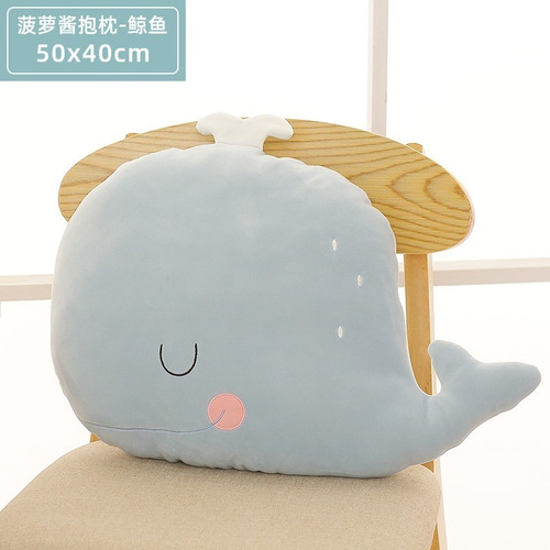 Imagen 5 de 5 de Oferta! Peluche Almohada Cojín Ballena Kawaii 50cm