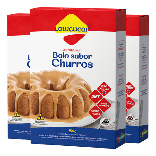 Massa Para Bolo De Churros Diet Zero Lactose 150g - Com 3