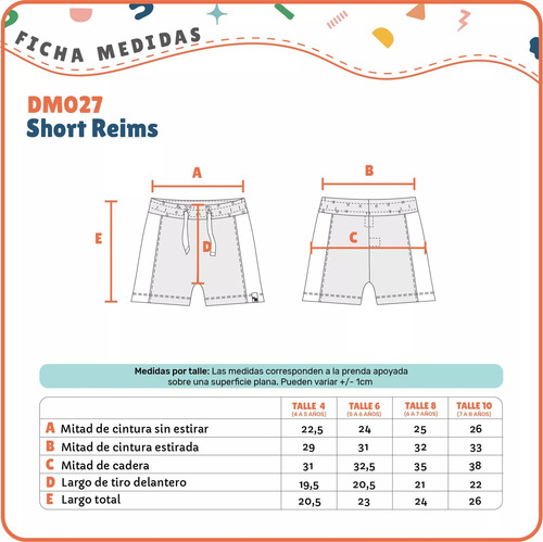 Short Reims Algodon Naranja Mandarina Pantalón Corto Nena