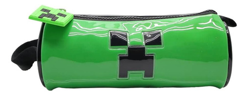 Cartuchera Escolar Minecraft Creeper Tubo Color Verde Liso