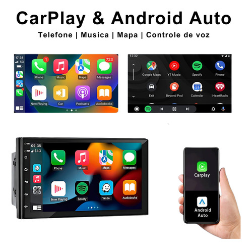 Mp5 Android 7 Pol Premium E-tech Gps Usb Aux Espelhamento