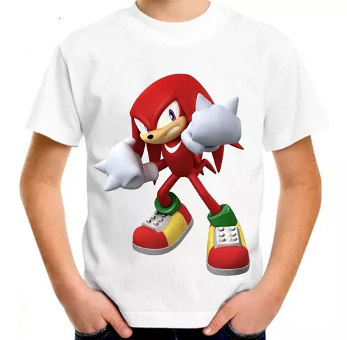 Camiseta Infantil com Estampa Knuckles Sonic - Tam 4 a 12 Anos Vermelho