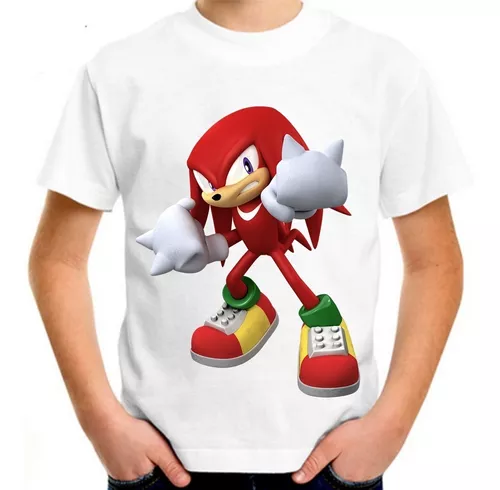 Camiseta Knuckles Sonic Fantasia infantil Sonic Vermelho