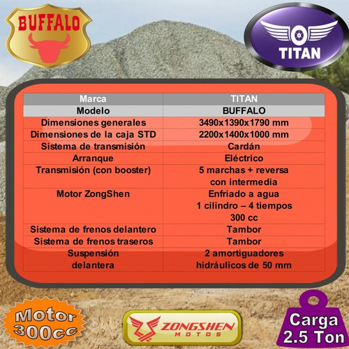 Triciclo Naftero Volcadora 2500kg Titan Buffalo 300cc 0km