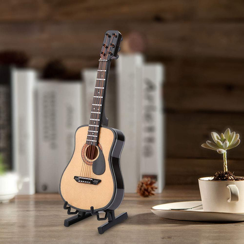 Guitarra En Miniatura, Mini Modelo De Guitarra En Miniatura De Madera Con Soporte De Guitarra Modelo De Pantalla Mini Adornos Para Decoración De Oficina En Casa Cumpleaños De Navidad(16 Cm)