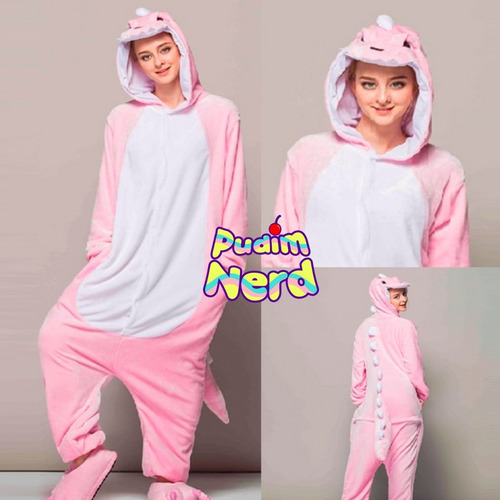 Dinossauro Rosa Pijama Macacão Kigurumi - Pronta Entrega