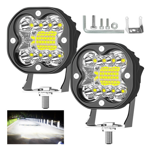 Faros Auxiliares Lupa Foco 22 Led Luz Con Estrobo Para Auto