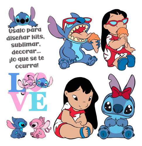Kit Imagenes Png Lilo & Stitch Cliparts Papeles Letras