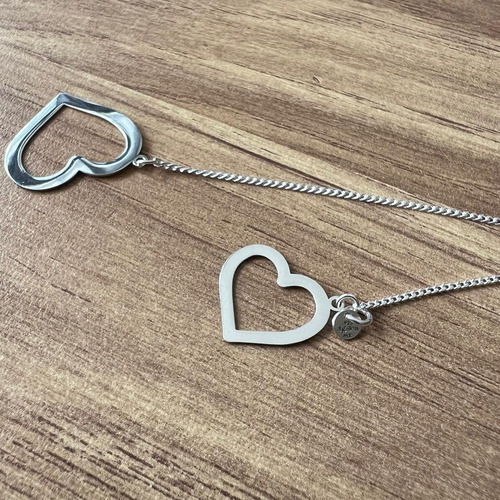 Collar Corbatero De Plata 925 Dijes De Corazón Agálea Mujer