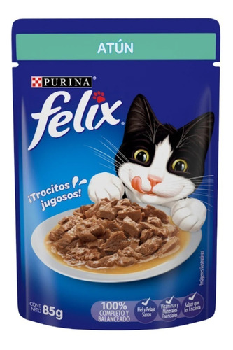 Imagen 1 de 1 de Alimento Felix Sensaciones para gato adulto sabor atún en sobre de 85g