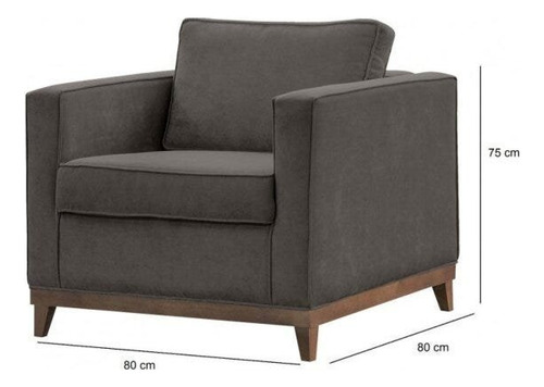 Poltrona Suede Com Pés Em Madeira Aspen Wt