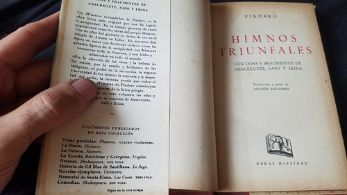 Himnos Triunfales Pindaro Y Odas Anacreonte, Safo Tapa Dura (Usado)