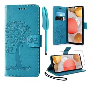 Funda Para Samsung Galaxy A42 5g, Azul/billetera/cuero