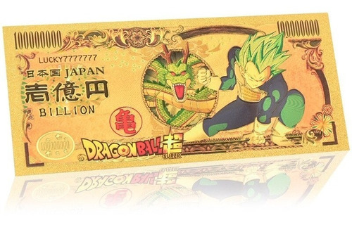 Billete De Dragon Ball, Laminado De Oro, Coleccionable