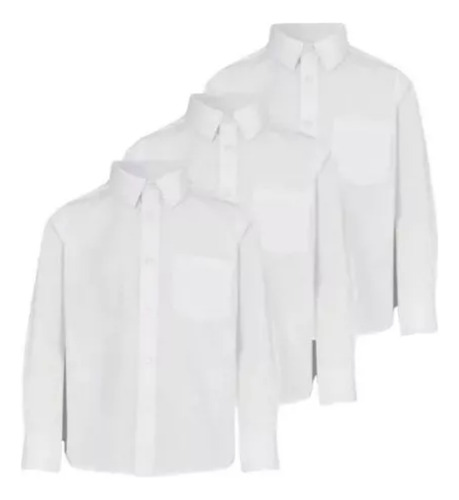 Camisa Blanca Escolar Cuello Corbata Manga Larga Set X3u