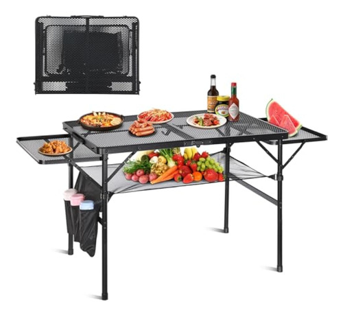 Folding Grill Table Metal Portable Camping Tables Outdoor
