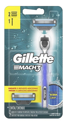 Kit Gillette Mach3 Máquina Para Afeitar + 2 Cartuchos