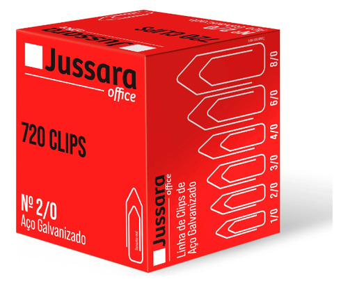 Kit Clips Aço Galvanizado Para Papel - 2/0 720 Unid - 10 Cxs Cinza