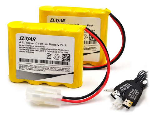 Elxjar Paquete De 2 Conectores Recargables De 4.8 V 1200 Mah