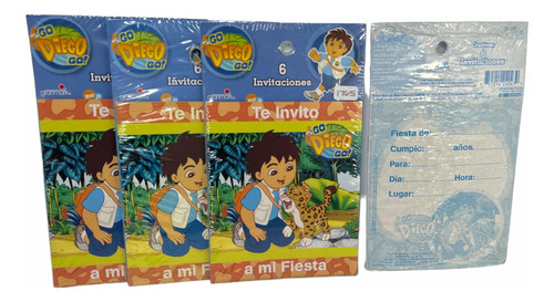 24 Invitaciones Go Diego Go Bebe Jaguar Fiesta Cumpleaños Gm