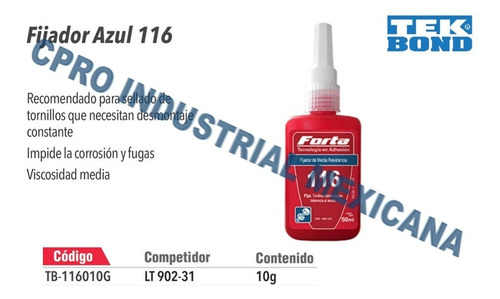 Fijador Azul 116 10g Blister/lt 290-31 Tek Bond