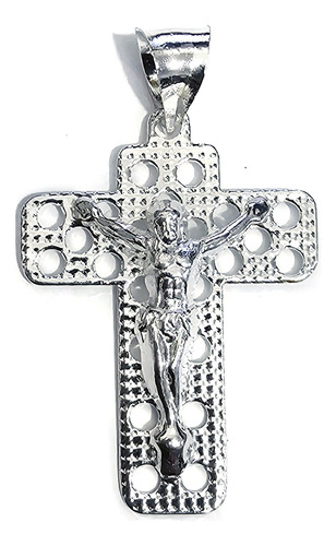 Dije Collar Cruz Jesus Dios San Benito 100% Plata Ley 925