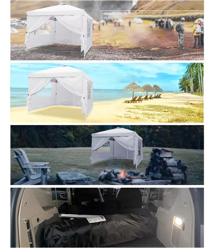 Carpa Paredes Lona 3m X 3m Plegable Impermeable Toldo Blanco