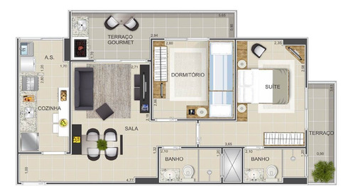 Imagem 1 de 12 de Apartamento, 2 Dorms Com 66.55 M² - Tupi - Praia Grande - Ref.: Vno47 - Vno47
