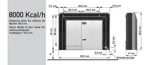 Imagen 2 de 4 de Calefactor Eskabe Miniconvex Titanio 8000kcal Tt Mx8 E
