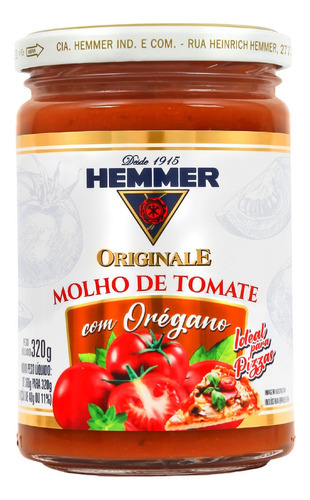 Molho De Tomate Com Orégano Hemmer Vidro 320gr