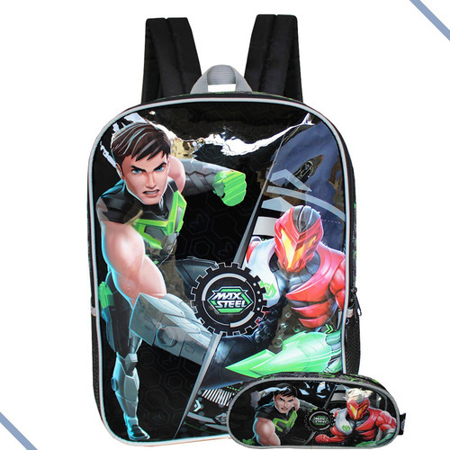 Mochila Escolar De Costas  Estojo Max Steel Volta Às Aulas