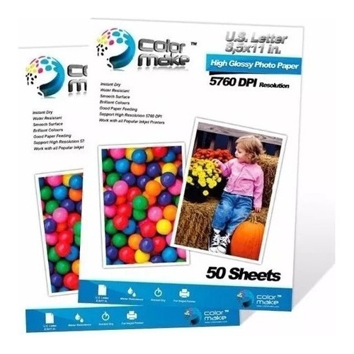 100 Hojas Papel Fotografico High Glossy Carta 210g Colormake