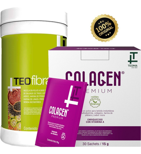 Pack Teofibra Pote + Colagen Premium Teoma Caja 30 Sobres