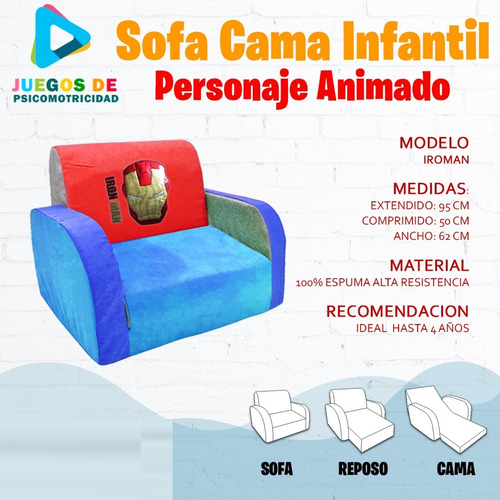 Imagen 4 de 10 de Sofa Cama Para Niños Y Niñas