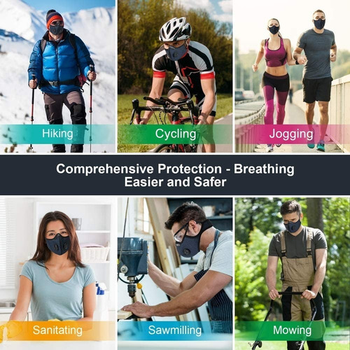 Imagen 7 de 8 de Mascarilla Deportiva Con Filtro De Carbon Activado