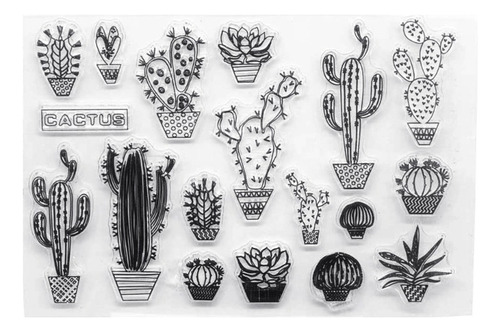 Sello De Silicona Transparente De Cactus Bricolaje Scrapbook