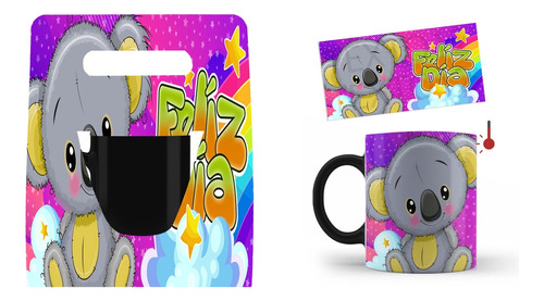 Kit Caja, Taza Mágica, Koala, Feliz Dia, Para Regalo, Tierno