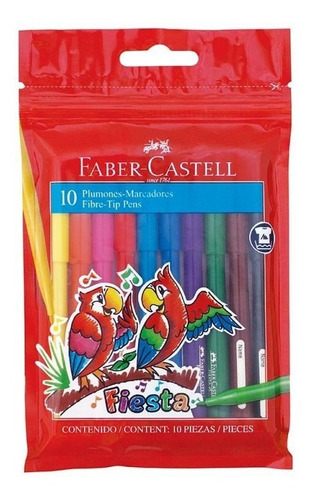 Marcadores Escolares Fiesta X10 Colores - Faber Castell X2