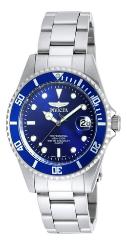 Reloj Invicta Hombre Pro Diver 9204ob Acero Inoxidable Correa Plateado Bisel Azul Fondo Azul